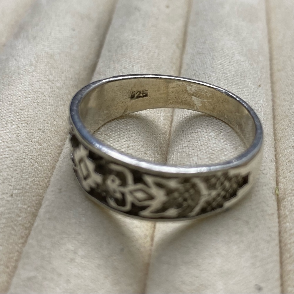Vintage 925 Sterling Silver Southwestern Aztec Lizard Engraved Band Ring - Picture 15 of 16